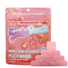 Kushy Punch Individual Gummy - Indica/Peach Mango (100mg "Fast Acting") *NEXTDAY DELIVERY ONLY*