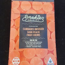 Smokies Edibles Sour Peach THC Fruit Chews 100 mg