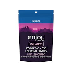 Enjoy: Balance Live Rosin 5mg THC + CBD Pink Lemonade Microdose Gummies