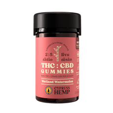 Cypress Hemp: 2:5 Ratio Wetland Watermelon Indica 8mg THC & 20mg CBD Gummies