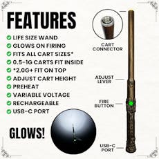 Wandjamin Cart Battery w/ LED Light & Slide to Hide | Black by SMYLE LABS