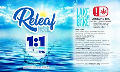 Topical - Lake and Bake - Releaf 1000mg 1:1 THC:CBD Roll On