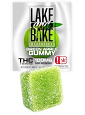 Edible - Lake and Bake - 100mg Single Gummy - Green Apple by Lake and Bake