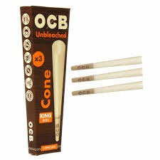 OCB Unbleached Pre-Rolled King Sized Cones 3pk