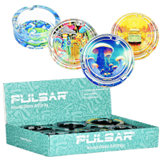 Pulsar Design Series Round Glass Ashtray | 3.4" | Assorted Designs |