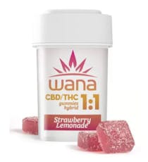 Wana Gummies - 1:1 THC/CBD Strawberry Lemonade