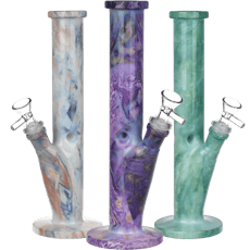 Marbled Straight Tube Glass Water Bong| 10.75" | 14mm F