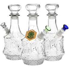 SeshGear Vintage Decanter Style Glass Water Bong | Sun Flower | 9.5" |