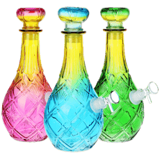 Vintage Crystal Decanter Ombre Glass Water Bong |Lozenge|10.5"| 14mm F