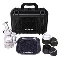 Pulsar Bent Neck Water Pipe Smoker's Hard Case Travel Set (Basic Black)