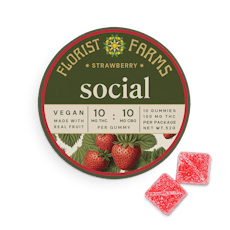 Florist Farms | Strawberry Social Gummies | 10pk | 100mg THC 100mg CBG