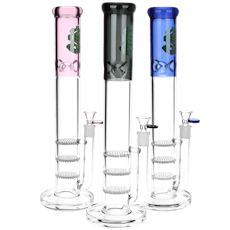 SeshGear Triple Honeycomb Perc Straight Tube Water Bong | 15" |