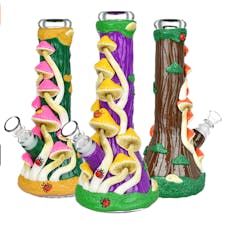 Mushroom Madness Glow In The Dark Glass Beaker Water Bong