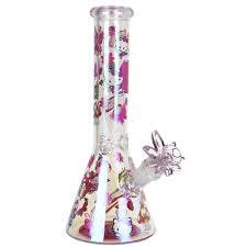 Party Kitty Electroplated Beaker Glass Water Pipe 9.75"