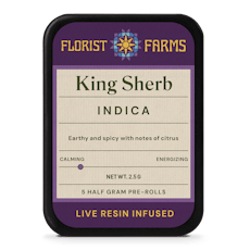 Florist Farms | Preroll | 5pk | 2.5g | Live Resin Infused King Sherbet