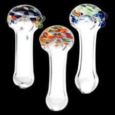 Rasta Stripe Candy Dip Glass Spoon Pipe 3"
