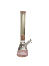 16” Color Stripe Accent Glass Beaker Water Pipe With Ice Catcher | Pink