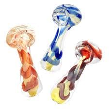 Jumbo Swirl Fumed Glass Spoon Pipe 3" (Colors Vary)