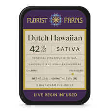 Florist Farms | Preroll | 5pk | 2.5g | Live Resin Infused Dutch Hawaiian