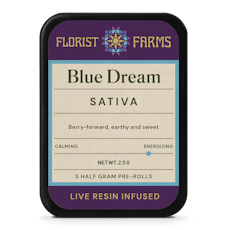 Florist Farms | Preroll | 5pk | 2.5g | Live Resin Infused Blue Dream