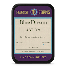Florist Farms | Preroll | 5pk | 2.5g | Live Resin Infused Blue Dream