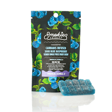 Sour Blue Raspberry (I) - 100mg Scored Gummies - Smokiez