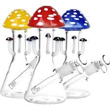 8.25" Marvelous Mushroom Melange Glass Water Bong