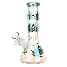 7.75" Realistic Hemp Leaf Beaker Glass Water Bong