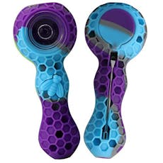 4.25" Silicone Honeycomb Spoon with Glass Bowl & Poker (Assorted Colors)