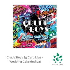 (REC) Crude Boys 1g Cartridge - Wedding Cake (Indica)